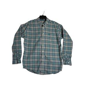 Cinch L/S Blue Plaid Turquiose Cowboy Western Work Shirt Mens Large